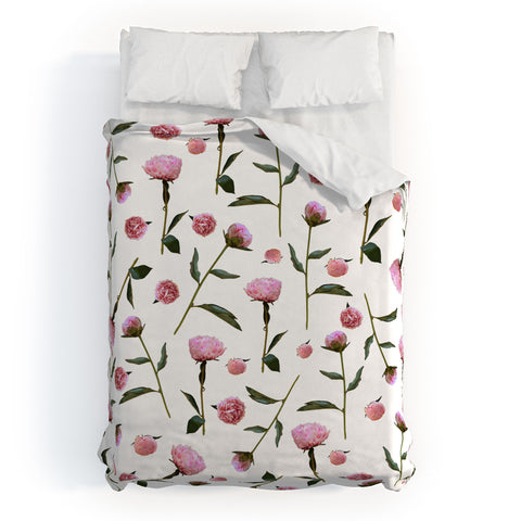 Lisa Argyropoulos Peonies on White Duvet Cover