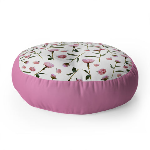 Lisa Argyropoulos Peonies on White Floor Pillow Round