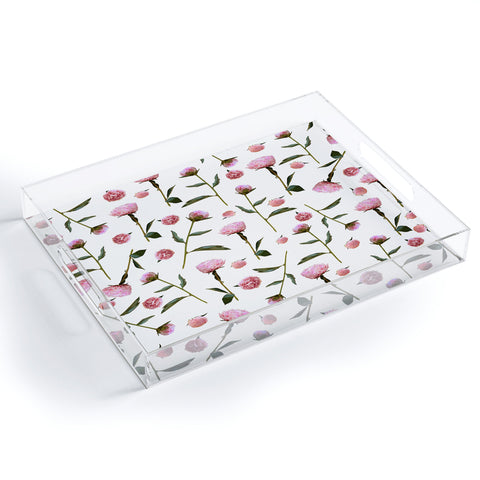 Lisa Argyropoulos Peonies on White Acrylic Tray