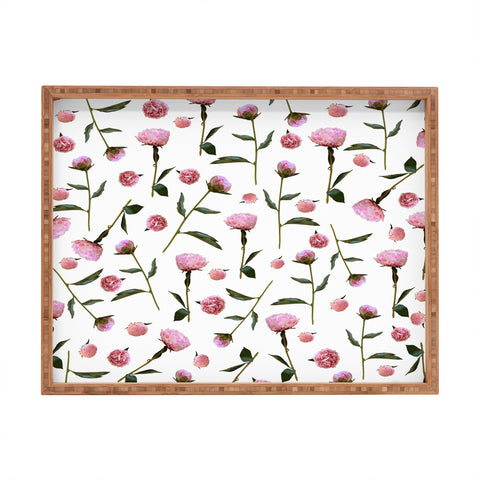 Lisa Argyropoulos Peonies on White Rectangular Tray