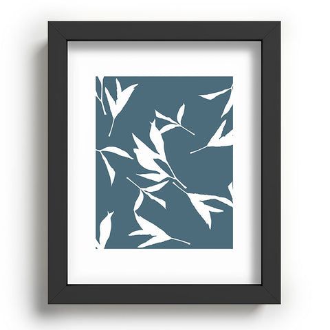 Lisa Argyropoulos Peony Leaf Silhouettes Blue Recessed Framing Rectangle