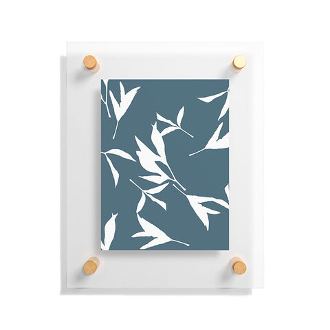 Lisa Argyropoulos Peony Leaf Silhouettes Blue Floating Acrylic Print