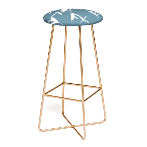 Lisa Argyropoulos Peony Leaf Silhouettes Blue Bar Stool