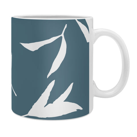 Lisa Argyropoulos Peony Leaf Silhouettes Blue Coffee Mug