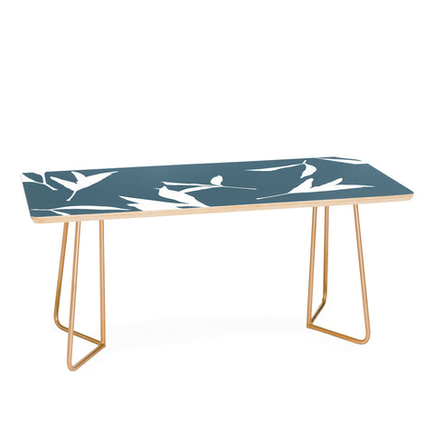 Lisa Argyropoulos Peony Leaf Silhouettes Blue Coffee Table