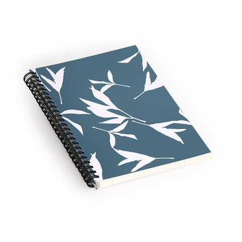 Lisa Argyropoulos Peony Leaf Silhouettes Blue Spiral Notebook