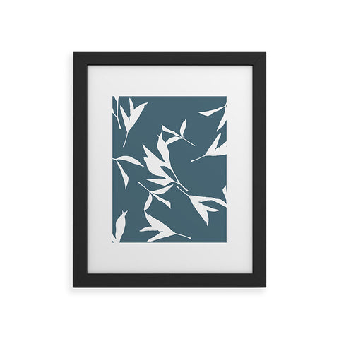 Lisa Argyropoulos Peony Leaf Silhouettes Blue Framed Art Print
