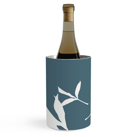 Lisa Argyropoulos Peony Leaf Silhouettes Blue Wine Chiller