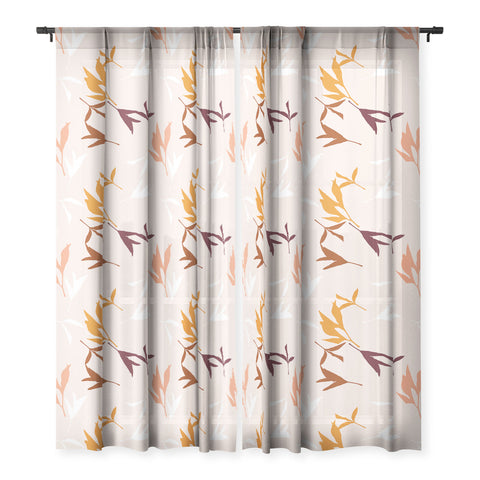 Lisa Argyropoulos Peony Leaf Silhouettes Sheer Window Curtain