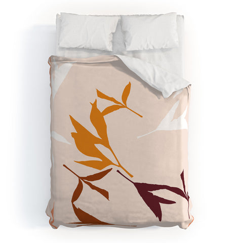 Lisa Argyropoulos Peony Leaf Silhouettes Duvet Cover