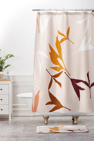 Lisa Argyropoulos Peony Leaf Silhouettes Shower Curtain And Mat