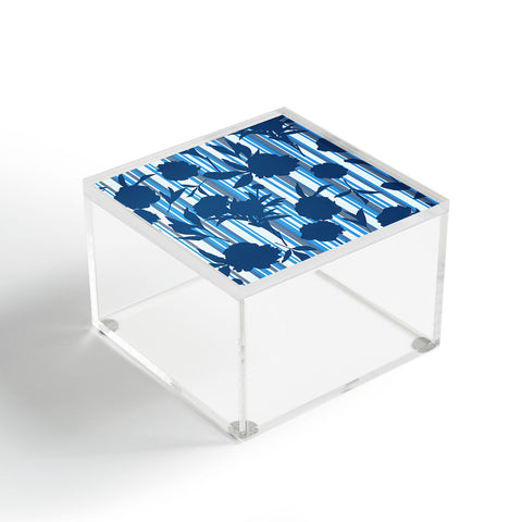 Lisa Argyropoulos Peony Silhouettes Blue Stripes Acrylic Box