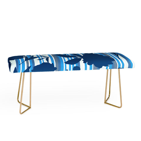 Lisa Argyropoulos Peony Silhouettes Blue Stripes Bench