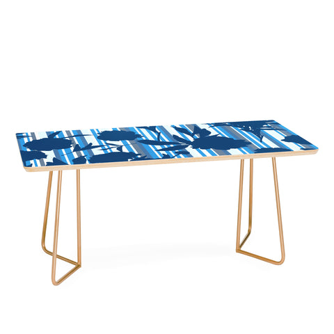 Lisa Argyropoulos Peony Silhouettes Blue Stripes Coffee Table