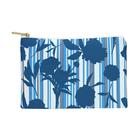 Lisa Argyropoulos Peony Silhouettes Blue Stripes Pouch
