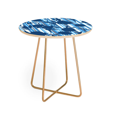 Lisa Argyropoulos Peony Silhouettes Blue Stripes Round Side Table