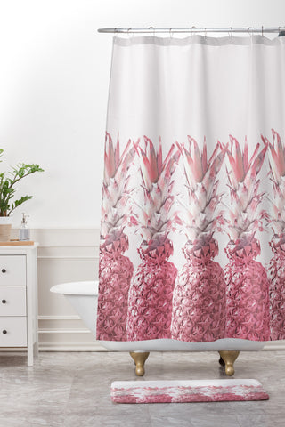 Lisa Argyropoulos Pineapple Blush Jungle Shower Curtain And Mat
