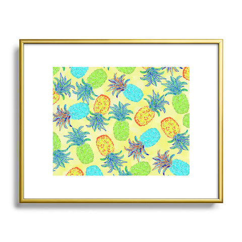 Lisa Argyropoulos Pineapple Pandemonium Yellow Metal Framed Art Print