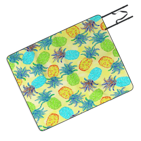 Lisa Argyropoulos Pineapple Pandemonium Yellow Picnic Blanket
