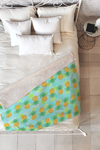 Lisa Argyropoulos Pineapples And Polka Dots Fleece Throw Blanket