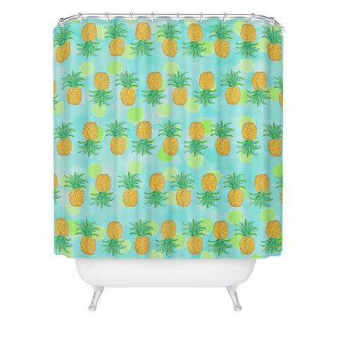 Lisa Argyropoulos Pineapples And Polka Dots Shower Curtain