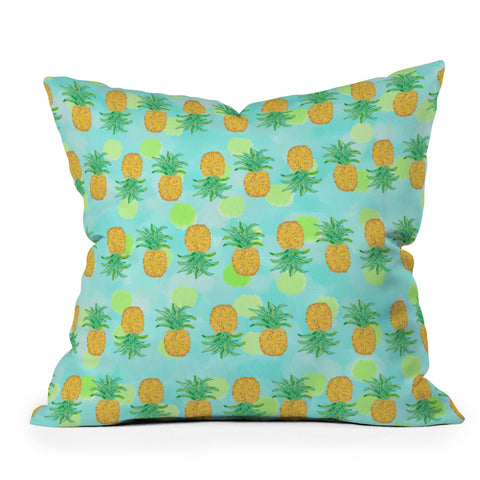 Lisa Argyropoulos Pineapples And Polka Dots Throw Pillow