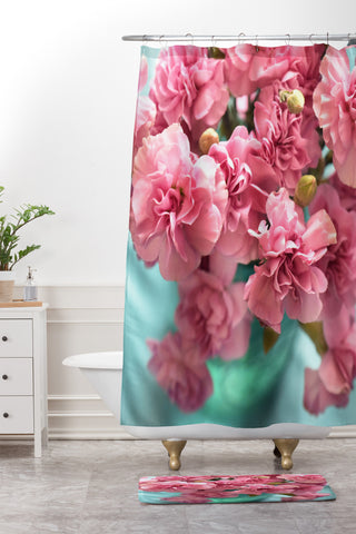 Lisa Argyropoulos Pink Carnations Shower Curtain And Mat