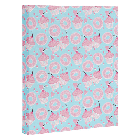 Lisa Argyropoulos Pink Cupcakes and Donuts Sky Blue Art Canvas