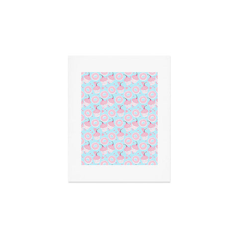 Lisa Argyropoulos Pink Cupcakes and Donuts Sky Blue Art Print