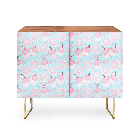 Lisa Argyropoulos Pink Cupcakes and Donuts Sky Blue Credenza