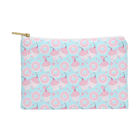 Lisa Argyropoulos Pink Cupcakes and Donuts Sky Blue Pouch