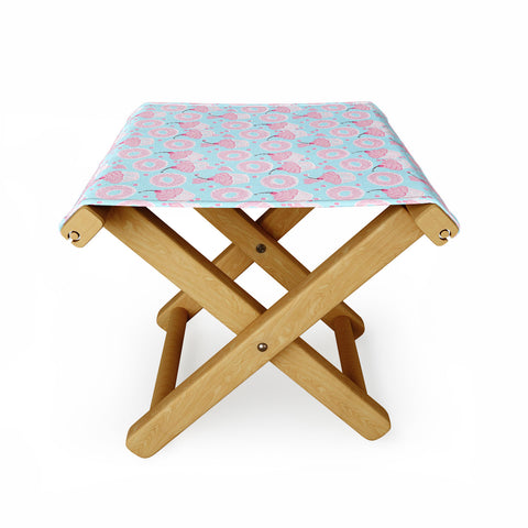 Lisa Argyropoulos Pink Cupcakes and Donuts Sky Blue Folding Stool