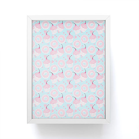 Lisa Argyropoulos Pink Cupcakes and Donuts Sky Blue Framed Mini Art Print