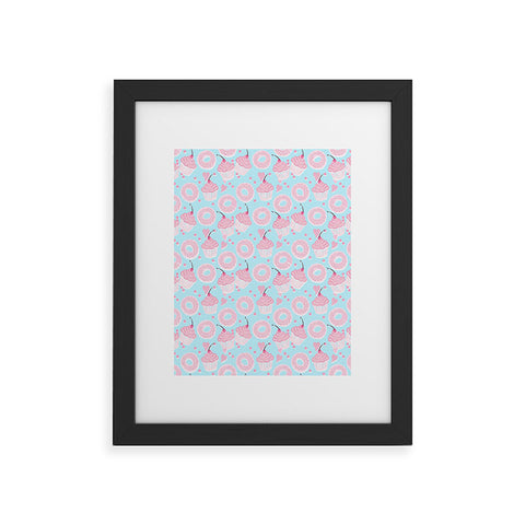 Lisa Argyropoulos Pink Cupcakes and Donuts Sky Blue Framed Art Print