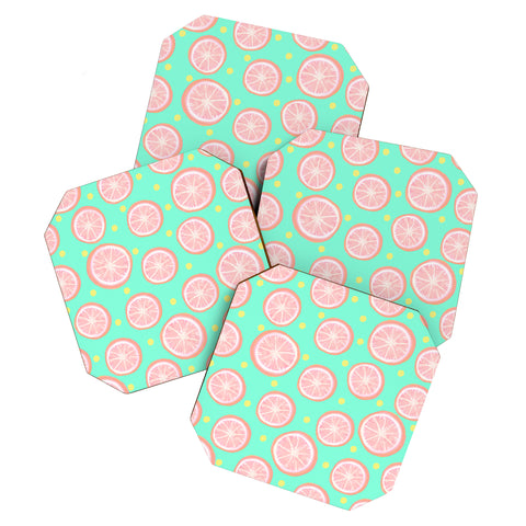 Lisa Argyropoulos Pink Grapefruit and Dots Coaster Set