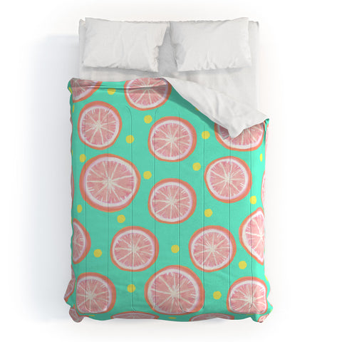 Lisa Argyropoulos Pink Grapefruit and Dots Comforter