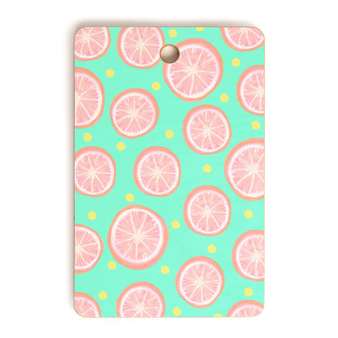 Lisa Argyropoulos Pink Grapefruit and Dots Cutting Board Rectangle