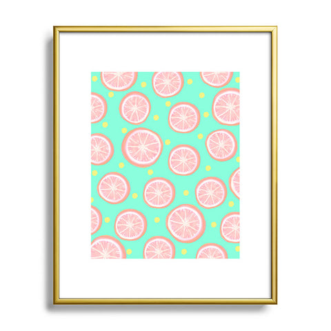 Lisa Argyropoulos Pink Grapefruit and Dots Metal Framed Art Print