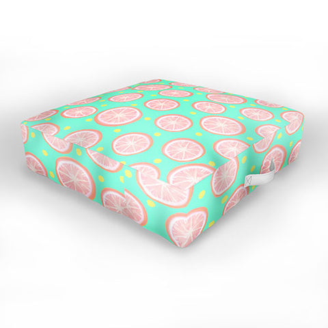 Lisa Argyropoulos Pink Grapefruit and Dots Outdoor Floor Cushion
