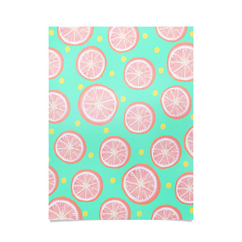Lisa Argyropoulos Pink Grapefruit and Dots Poster