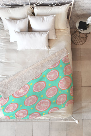Lisa Argyropoulos Pink Grapefruit and Dots Fleece Throw Blanket