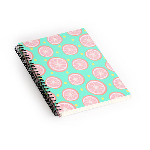 Lisa Argyropoulos Pink Grapefruit and Dots Spiral Notebook