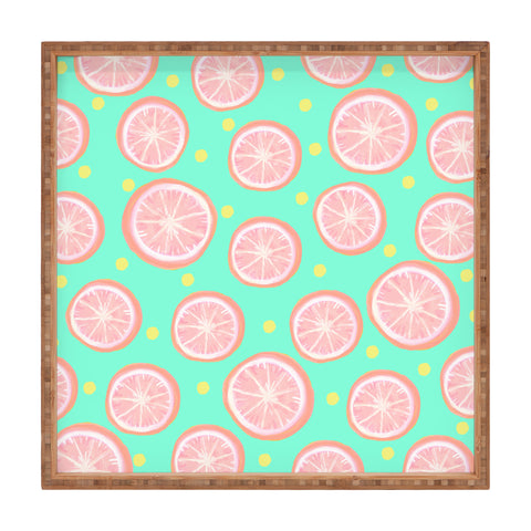 Lisa Argyropoulos Pink Grapefruit and Dots Square Tray