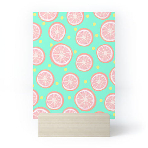 Lisa Argyropoulos Pink Grapefruit and Dots Mini Art Print