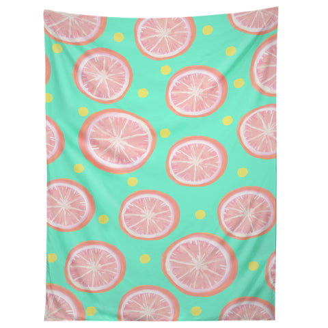 Lisa Argyropoulos Pink Grapefruit and Dots Tapestry