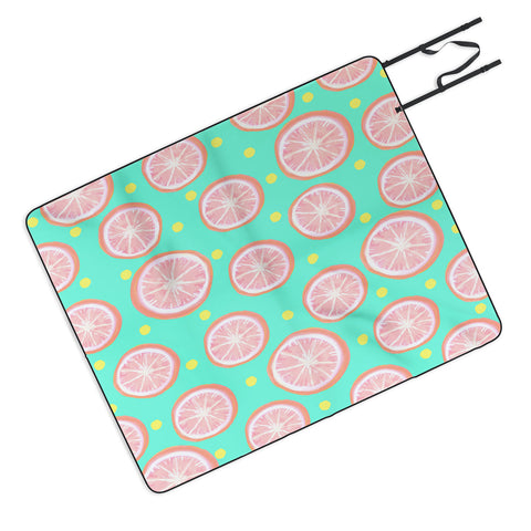 Lisa Argyropoulos Pink Grapefruit and Dots Picnic Blanket