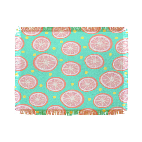 Lisa Argyropoulos Pink Grapefruit and Dots Throw Blanket