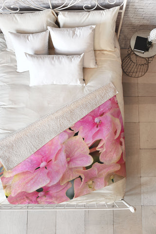 Lisa Argyropoulos Pink Hydrangeas Fleece Throw Blanket
