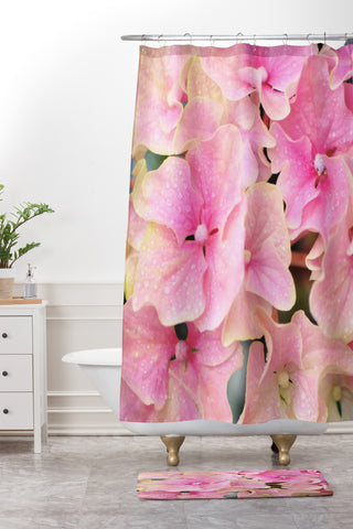 Lisa Argyropoulos Pink Hydrangeas Shower Curtain And Mat