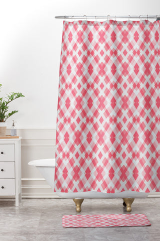 Lisa Argyropoulos Pink Peppermint Twist Shower Curtain And Mat